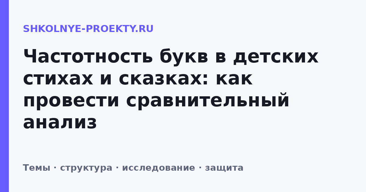 Частотность букв в детских стихах и сказках: как провести сравнительный анализ